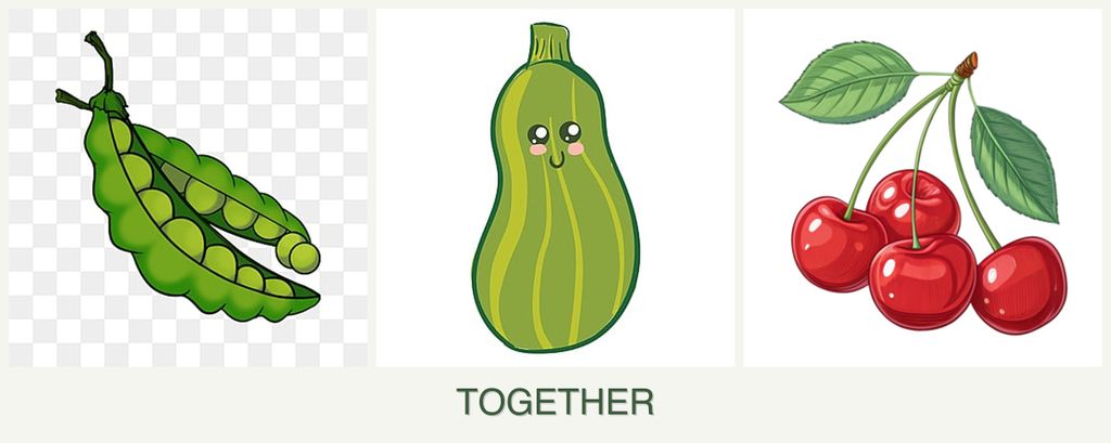 Can you plant peas, zucchini and cherries together?