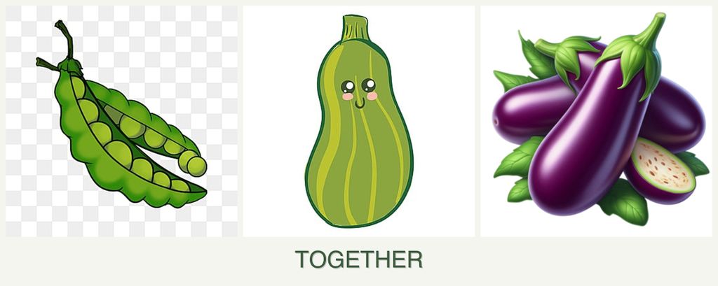 Can you plant peas, zucchini and eggplant together?