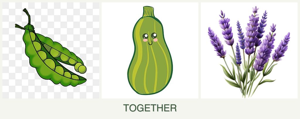 Can you plant peas, zucchini and lavender together?