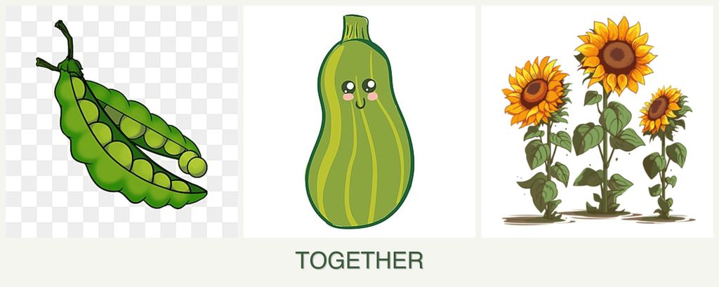 Can you plant peas, zucchini and sunflowers together?