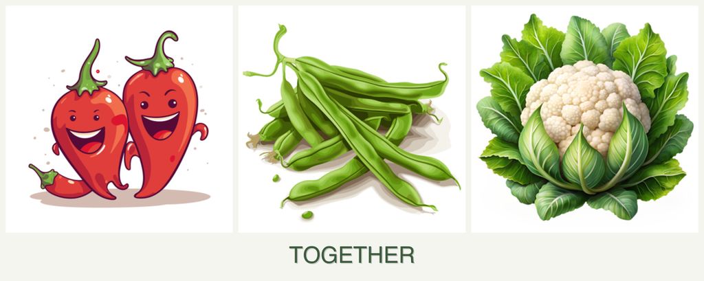 Can you plant peppers, beans and cauliflower together?