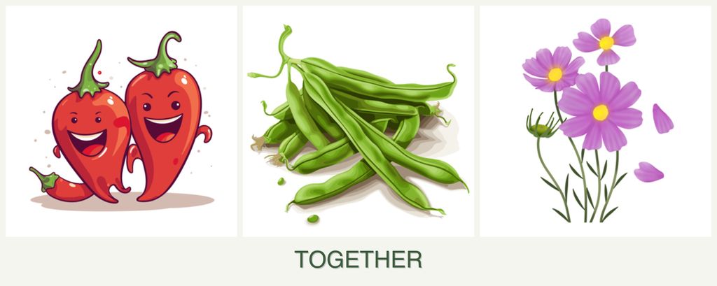 Can you plant peppers, beans and cosmos together?