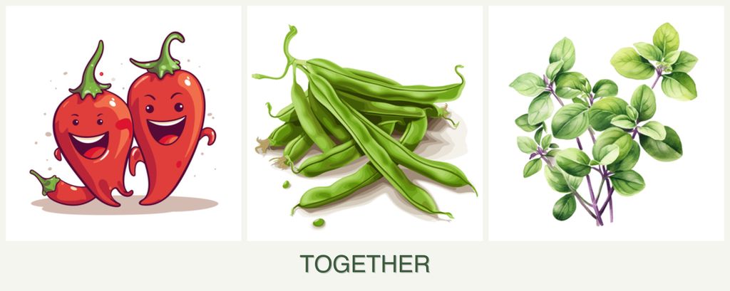 Can you plant peppers, beans and oregano together?