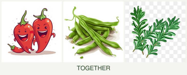 Can you plant peppers, beans and rosemary together?