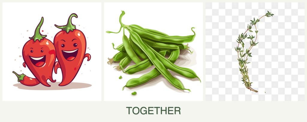 Can you plant peppers, beans and thyme together?