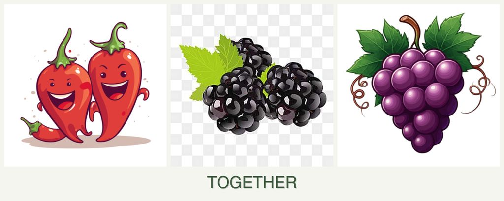 Can you plant peppers, blackberries and grapes together?