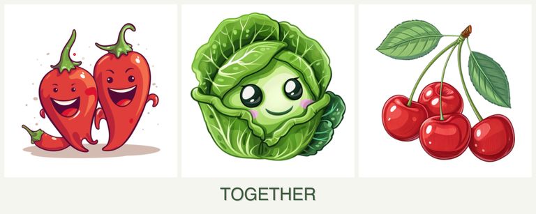 Can you plant peppers, cabbage and cherries together?