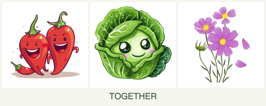 Can you plant peppers, cabbage and cosmos together?