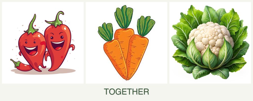 Can you plant peppers, carrots and cauliflower together?