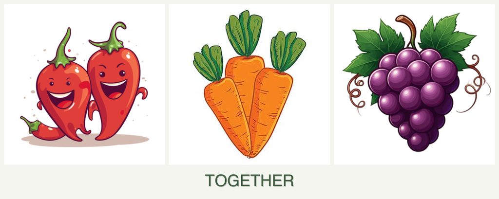 Can you plant peppers, carrots and grapes together?