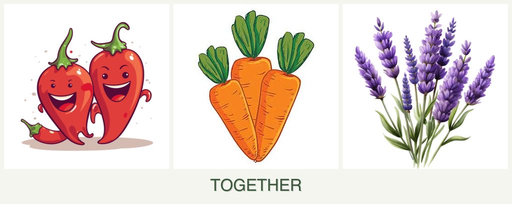Can you plant peppers, carrots and lavender together?