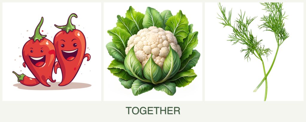 Can you plant peppers, cauliflower and dill together?