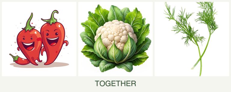 Can you plant peppers, cauliflower and dill together?