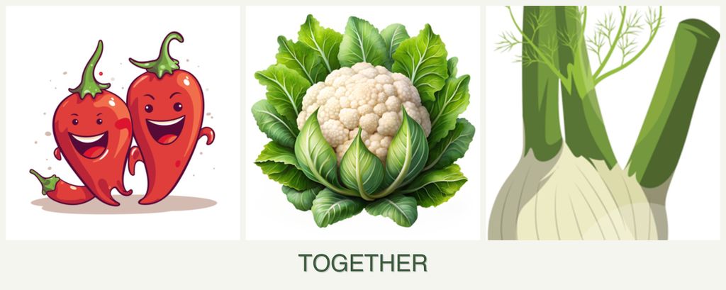 Can you plant peppers, cauliflower and fennel together?
