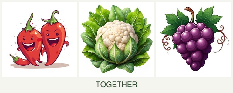 Can you plant peppers, cauliflower and grapes together?