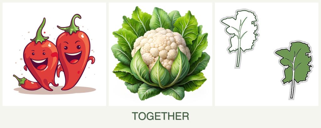 Can you plant peppers, cauliflower and kale together?