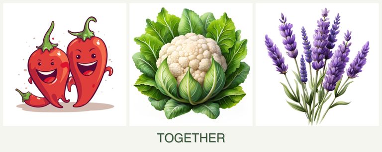 Can you plant peppers, cauliflower and lavender together?