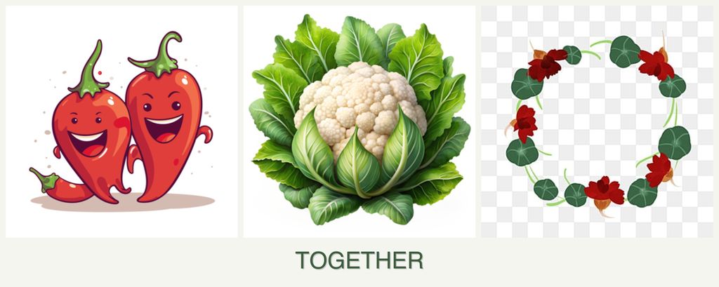 Can you plant peppers, cauliflower and nasturtiums together?