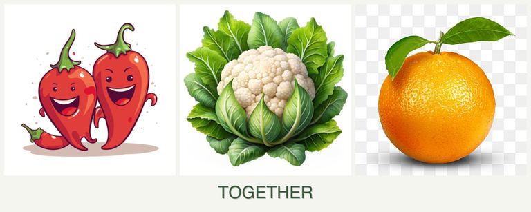 Can you plant peppers, cauliflower and oranges together?