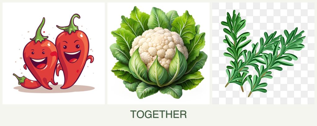 Can you plant peppers, cauliflower and rosemary together?