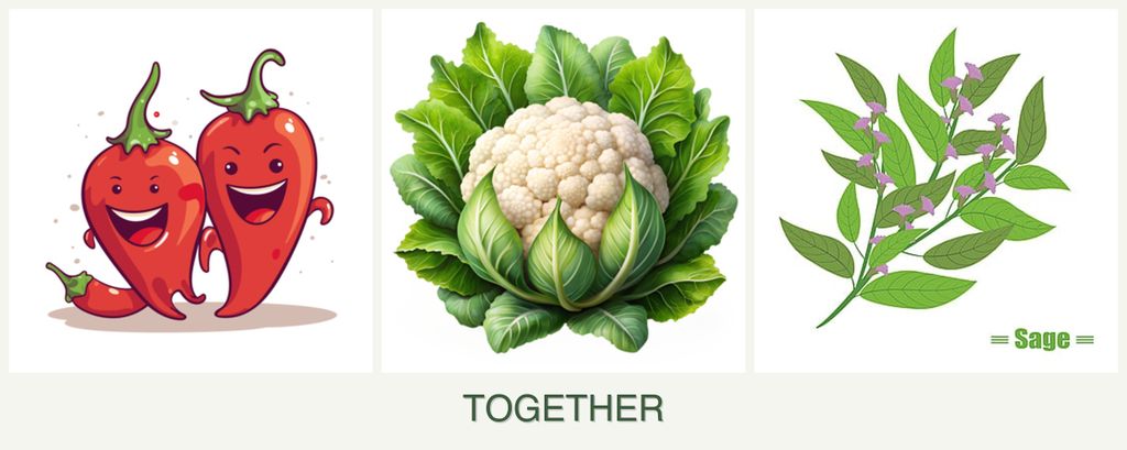 Can you plant peppers, cauliflower and sage together?