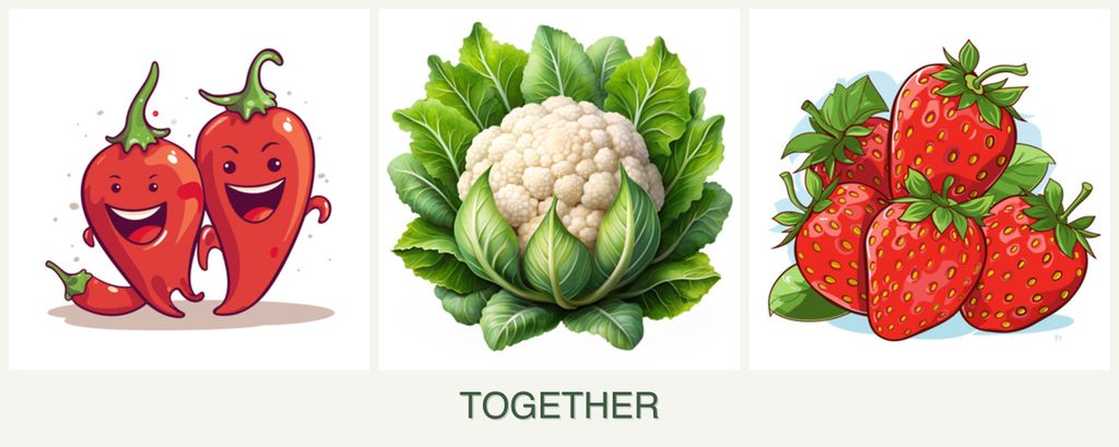 Can you plant peppers, cauliflower and strawberries together?