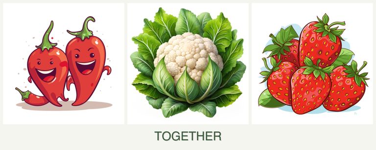 Can you plant peppers, cauliflower and strawberries together?