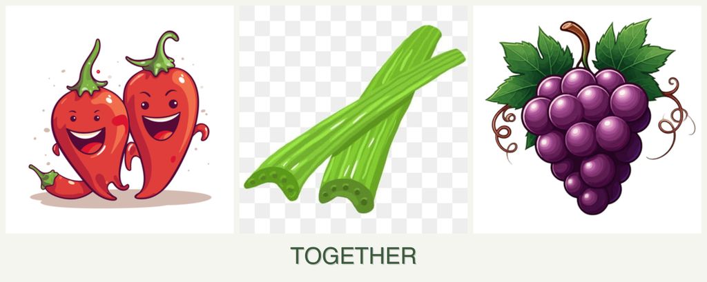 Can you plant peppers, celery and grapes together?