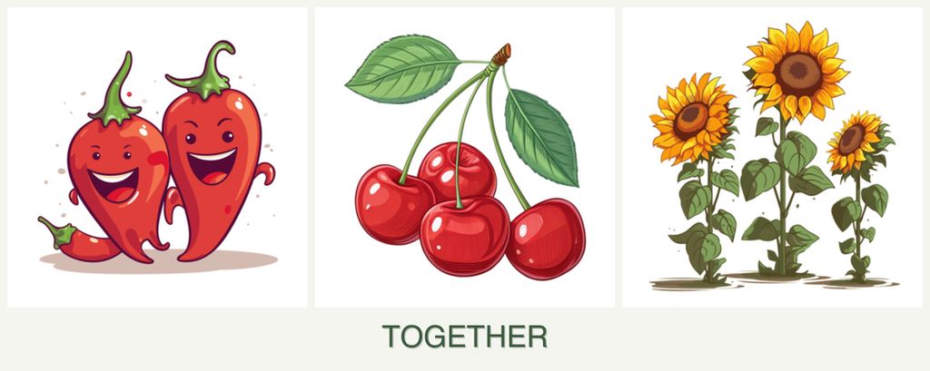 Can you plant peppers, cherries and sunflowers together?