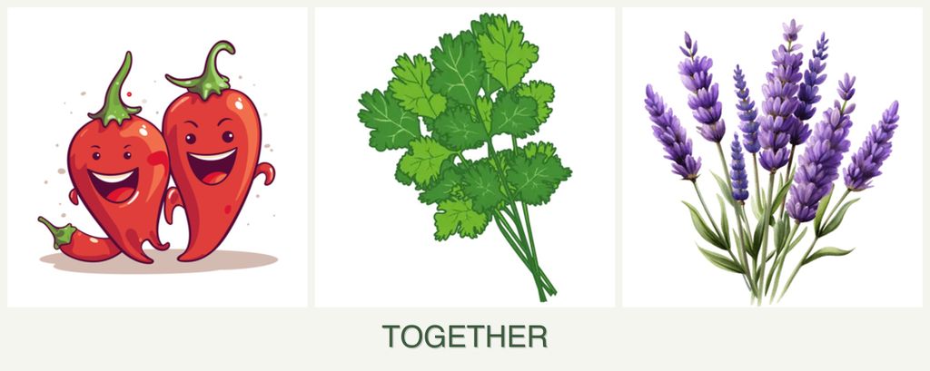 Can you plant peppers, cilantro and lavender together?