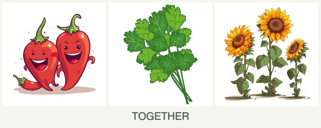 Can you plant peppers, cilantro and sunflowers together?