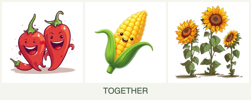 Can you plant peppers, corn and sunflowers together?