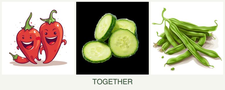 Can you plant peppers, cucumbers and beans together?