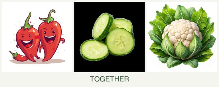 Can you plant peppers, cucumbers and cauliflower together?