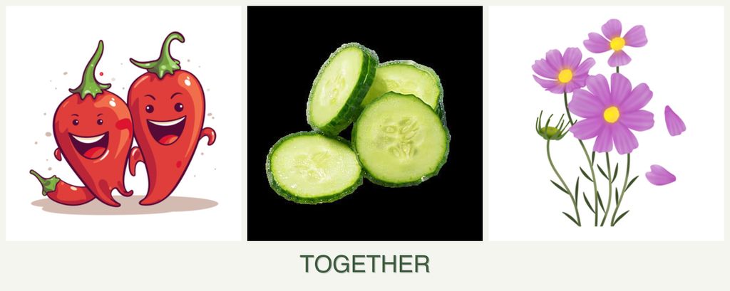 Can you plant peppers, cucumbers and cosmos together?