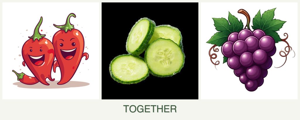 Can you plant peppers, cucumbers and grapes together?