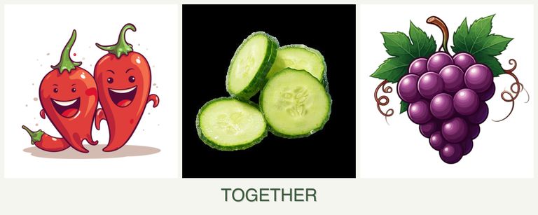 Can you plant peppers, cucumbers and grapes together?