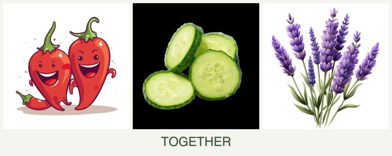 Can you plant peppers, cucumbers and lavender together?