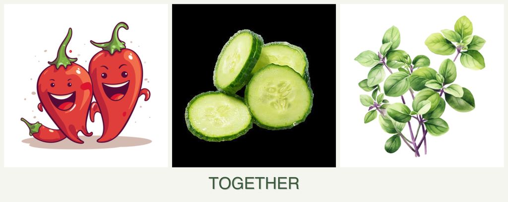 Can you plant peppers, cucumbers and oregano together?