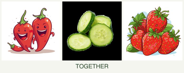 Can you plant peppers, cucumbers and strawberries together?