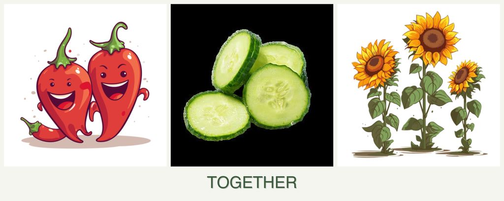 Can you plant peppers, cucumbers and sunflowers together?