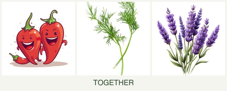 Can you plant peppers, dill and lavender together?