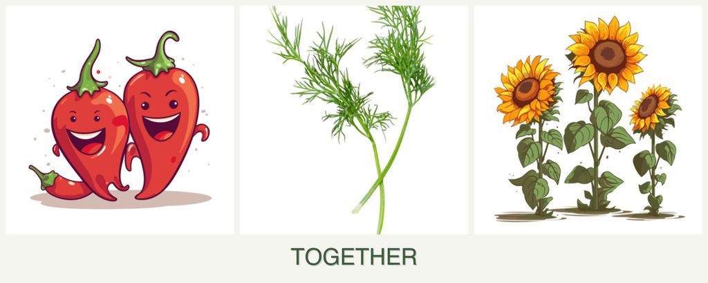 Can you plant peppers, dill and sunflowers together?