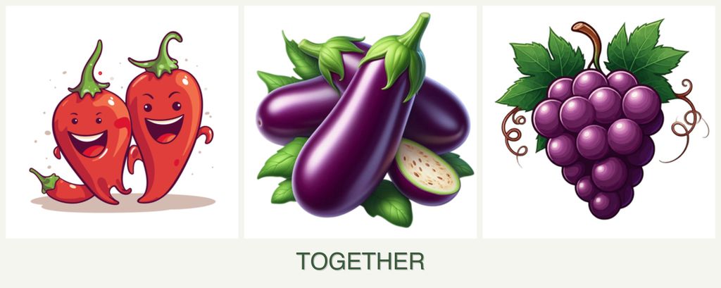 Can you plant peppers, eggplant and grapes together?