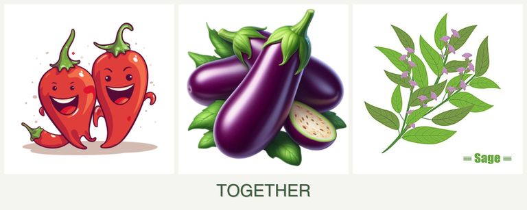 Can you plant peppers, eggplant and sage together?