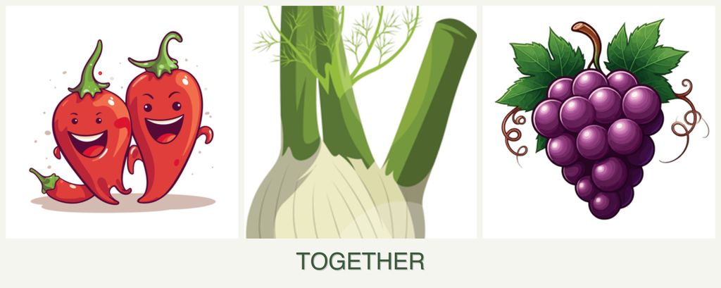 Can you plant peppers, fennel and grapes together?