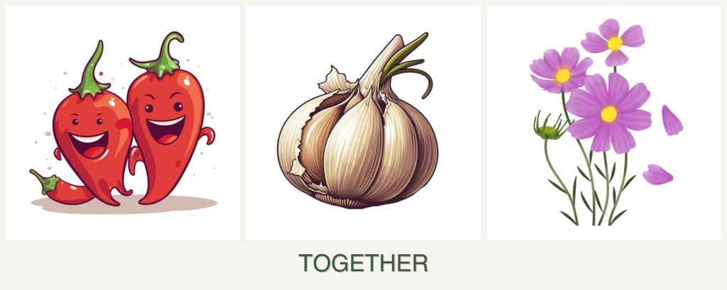 Can you plant peppers, garlic and cosmos together?