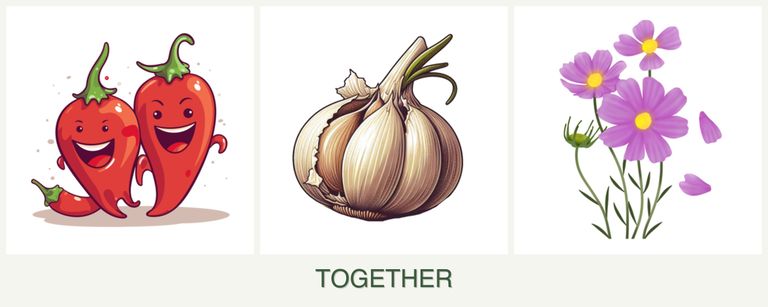 Can you plant peppers, garlic and cosmos together?