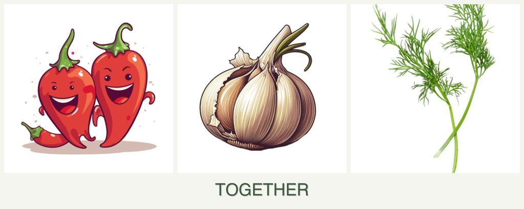 Can you plant peppers, garlic and dill together?