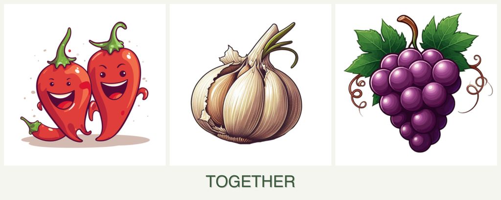 Can you plant peppers, garlic and grapes together?